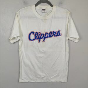 Vintage Clippers Autographed T-Shirt Mens Small‎ White Logo Signed Y2K